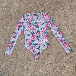 Express Floral Pink and Green Bodysuit